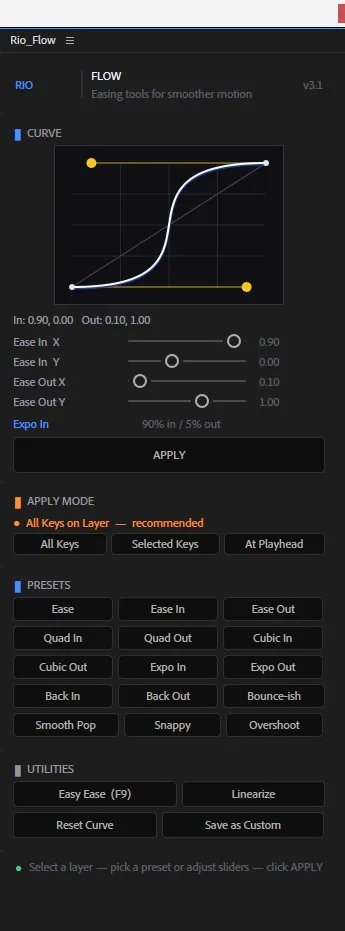 Rio Flow easing panel in After Effects